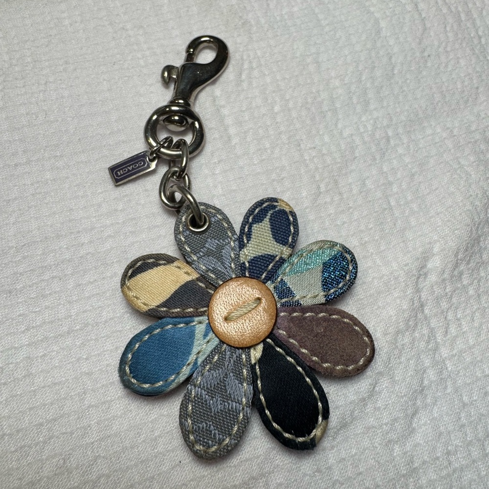 Vintage Coach Floral Patchwork Keychain/Handbag charm